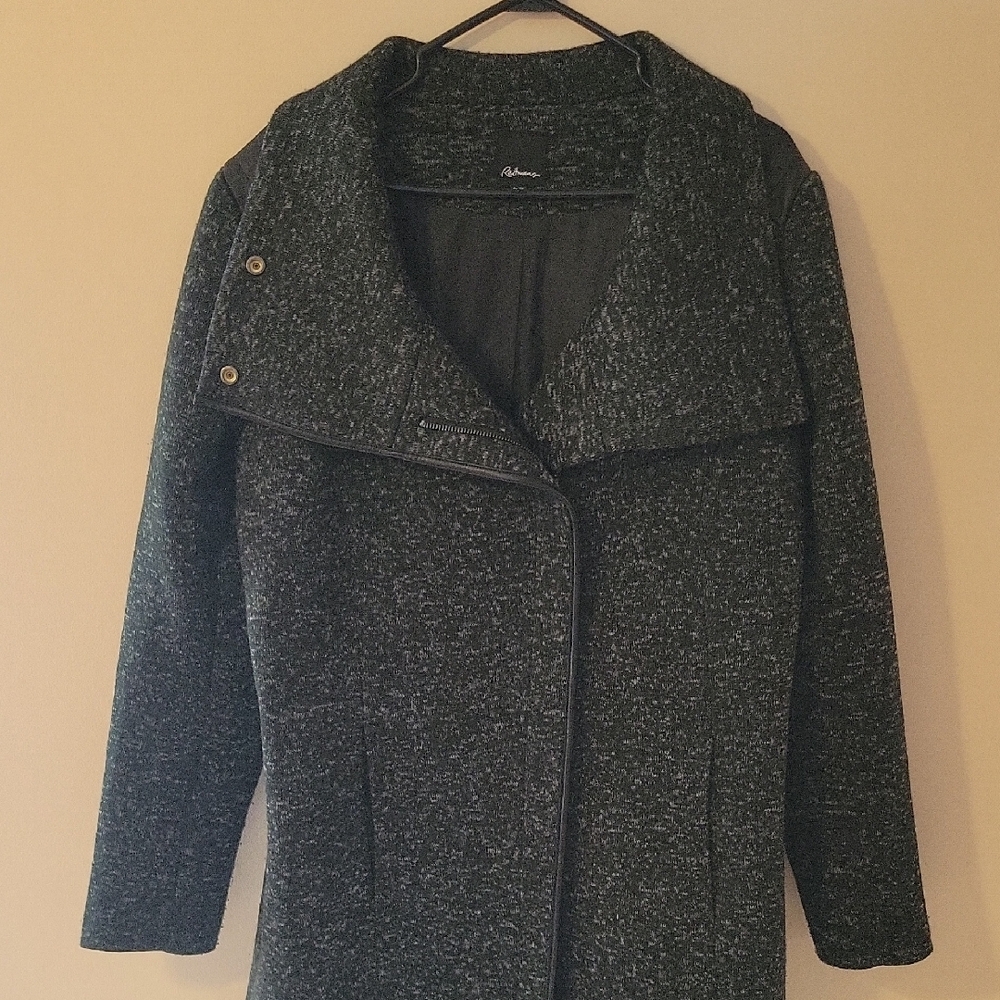 Reitmans Women's Black Textured Zippered Coat